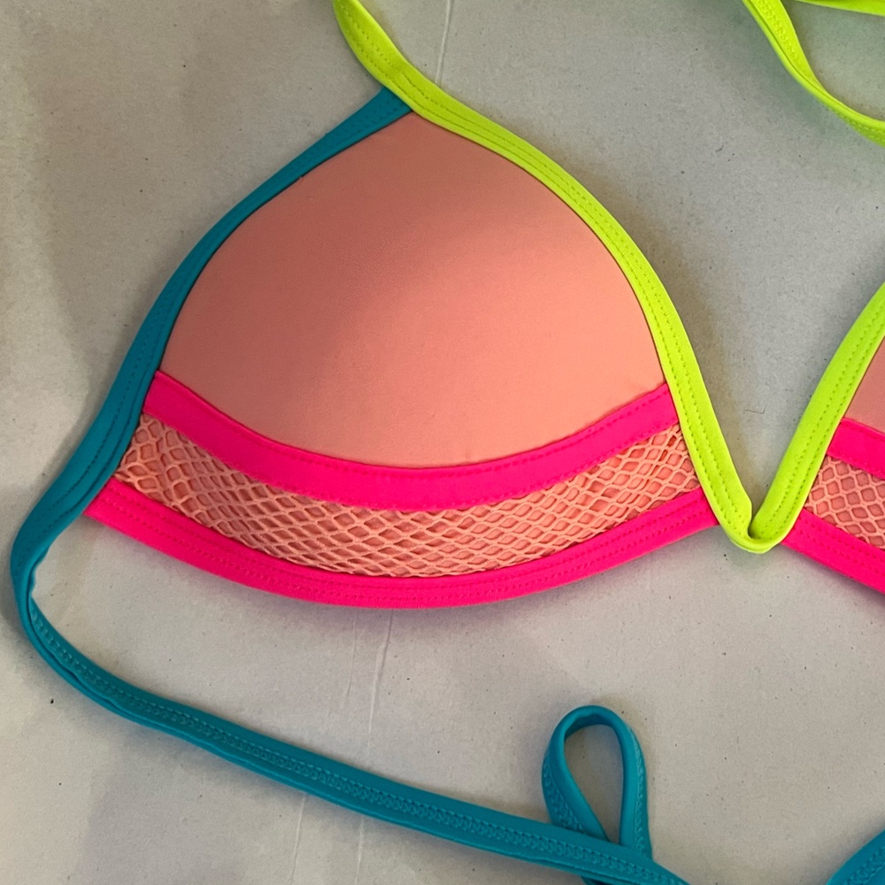 SWIM 70s 80s vibe NEON POP COLOR tie suit NEW LOOK brand BRIGHT BIKINI SET